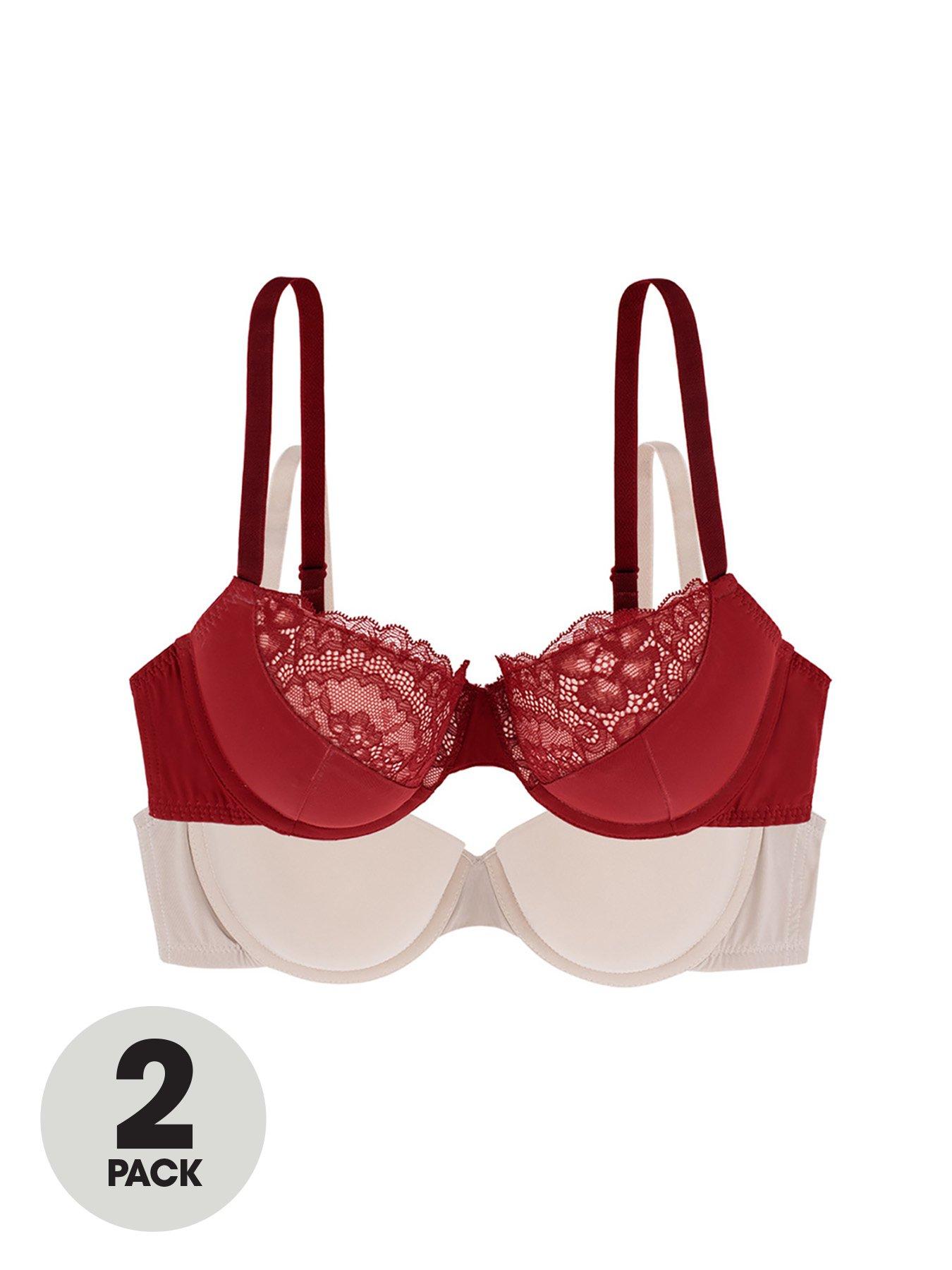 Details about  / Red Bra Breathable Cotton Girls Non Wired Full Coverage Woman Blended